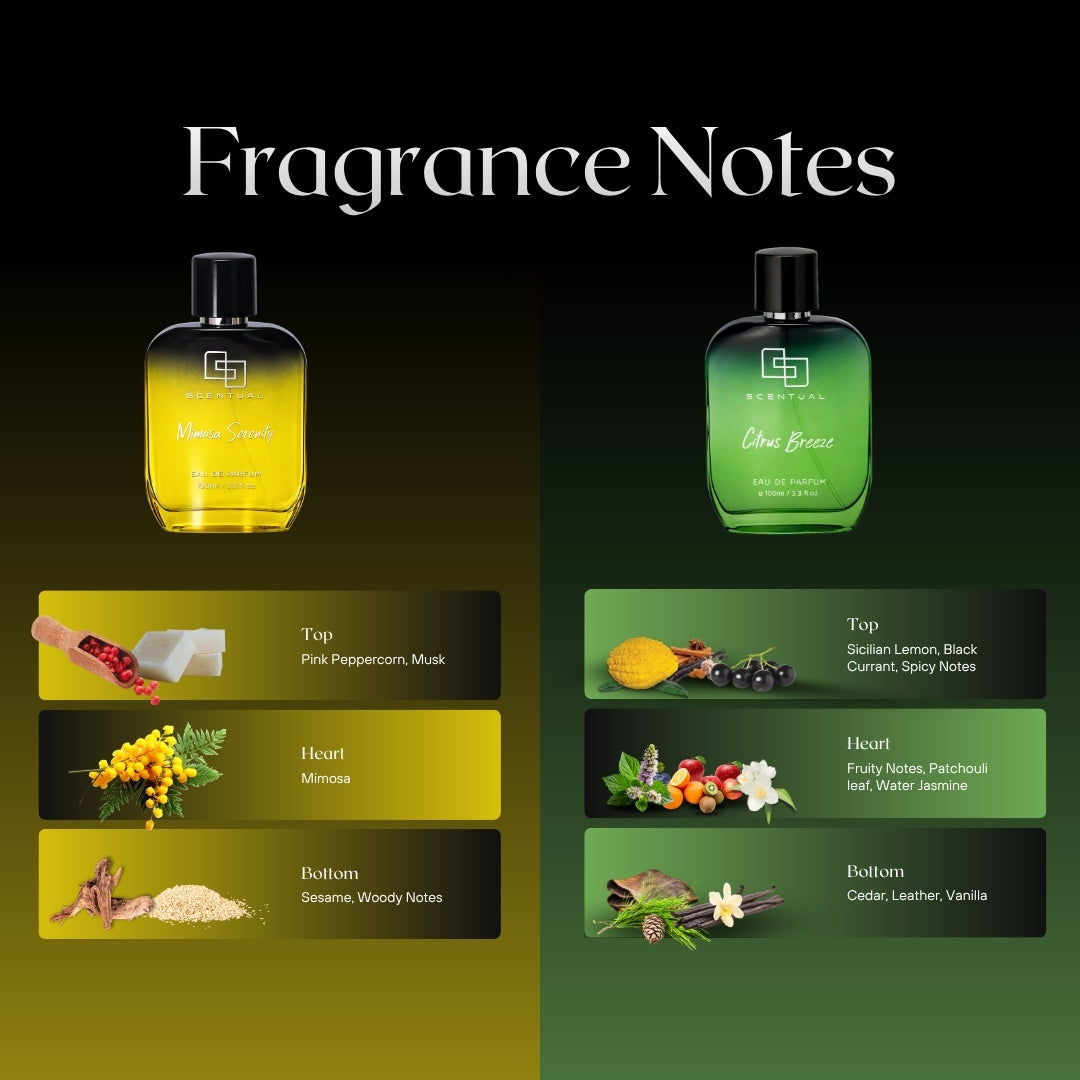Scentual Perfume Combo, Citrus Breeze & Mimosa Serenity