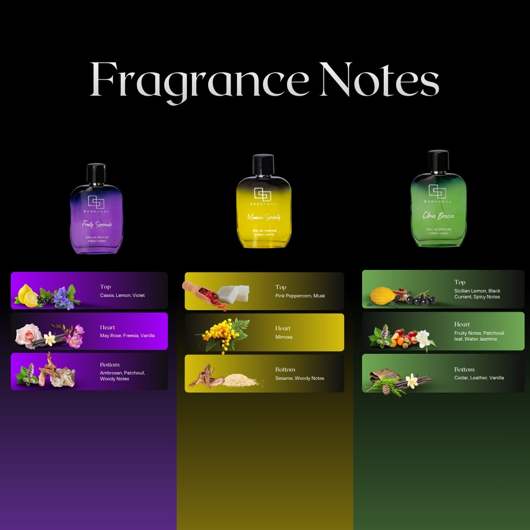 Scentual Perfume Combo, Citrus Breeze, Mimosa Serenity & Fruity Serenade